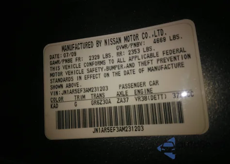 2010 Nissan Gt-R Premium z USA, uszkodzony, nr VIN JN1AR5EF3AM231203